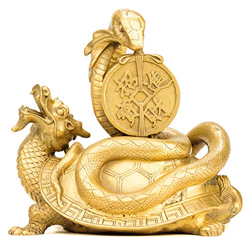 Statue tortue dragon en cuivre pur, décoration de bureau feng shui traditionnelle