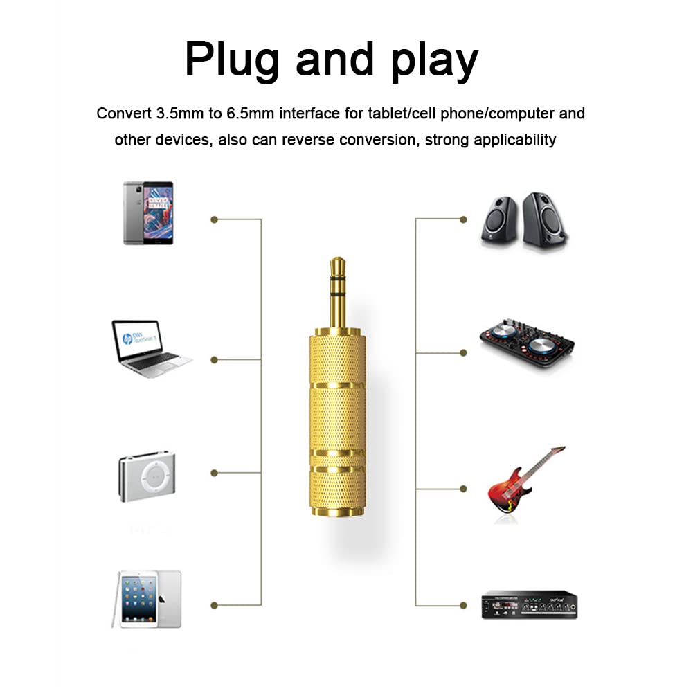 Adattatore Jack Stereo 6,35mm Maschio a 3,5mm Femmina per Chitarra Cuffie