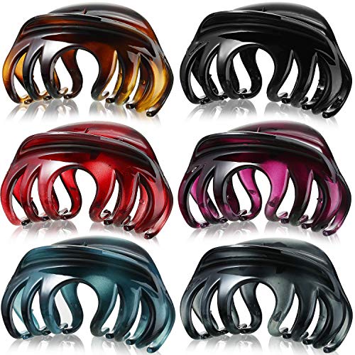 6 Pieces Large Hair Claw Clips Resin Hair Clips Clamps Barrettes French Design Clips for Thick Hair Women and Girls, 6 Colors