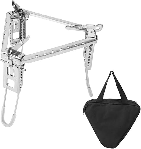 FastUU Soporte para ollas de camping, estante plegable de acero inoxidable para estufa, trípode portátil para parrilla de combustible al aire libre