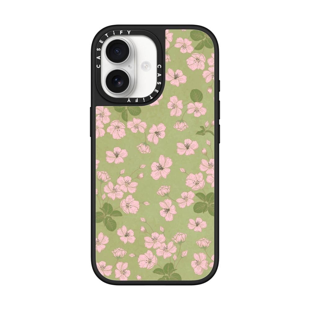 CASETiFY ミラー iPhone 17 ケース [鏡面(スマホカバー)/MagSafe対応/指紋防止] - Sakura Matcha - シルバー (ブラックバンパー)