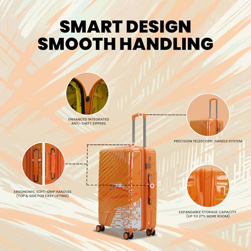 Image of AMERICAN TRAVELLER Urban Kingdom Trolley Bag | Durable Polycarbonate Hard Shell | TSA-Type Lock | 360 Disc Spinner Wheels | Expandable Suitcase for Travel (20, Orange)