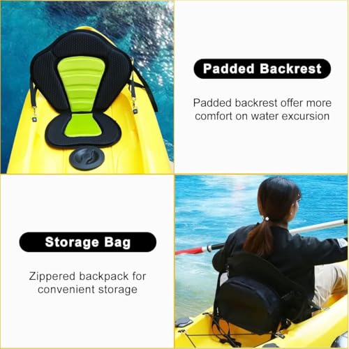 Asiento Universal para Kayak Lvsnro con Respaldo Alto, Correas Ajustables y Bolsa de Almacenamiento Desmontable, Cómodo para Canotaje y Pesca miniatura 4