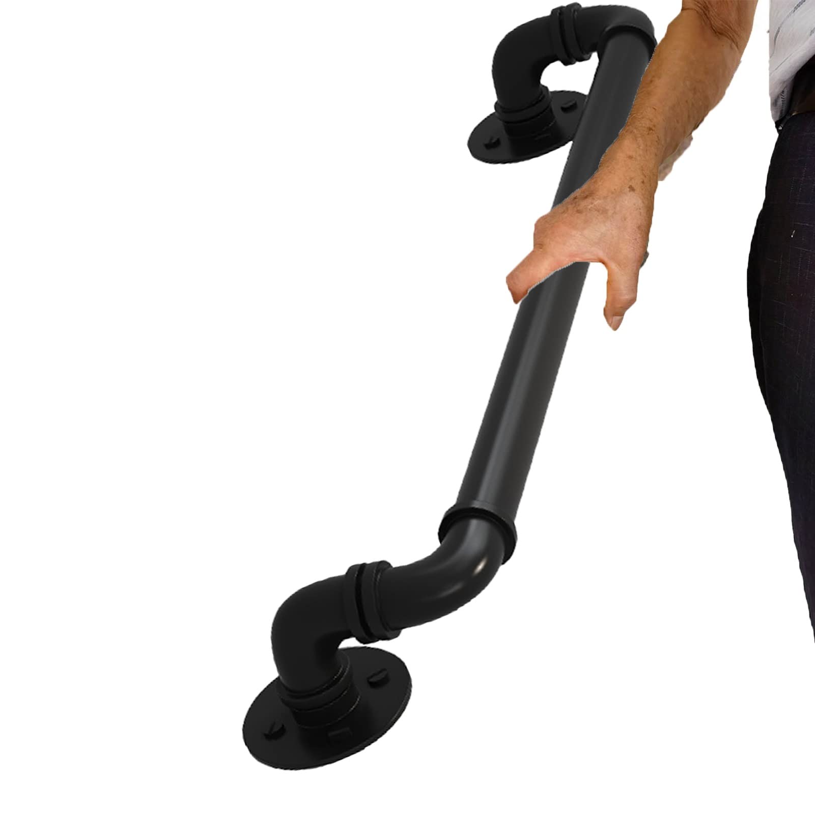 Pasamanos para escaleras - Kit completo 30 cm-600 cm, balaustres de pared Pasamanos Lofts Bar Mostrador Riel para pies Pasamanos de escalera de pared, Pasamanos negro para exteriores ( Size : 5.1m )