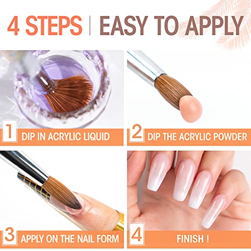 Gellen 100% Kolinsky Acrylic Nail Art Brush Size 8 for Salon & DIY