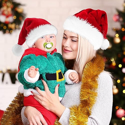 Image of Haomaomao Santa Hat for Adults /Kids /Baby Christmas Hat Red Velvet Holiday Unisex Xmas Hat for New Year Festive Festival Party