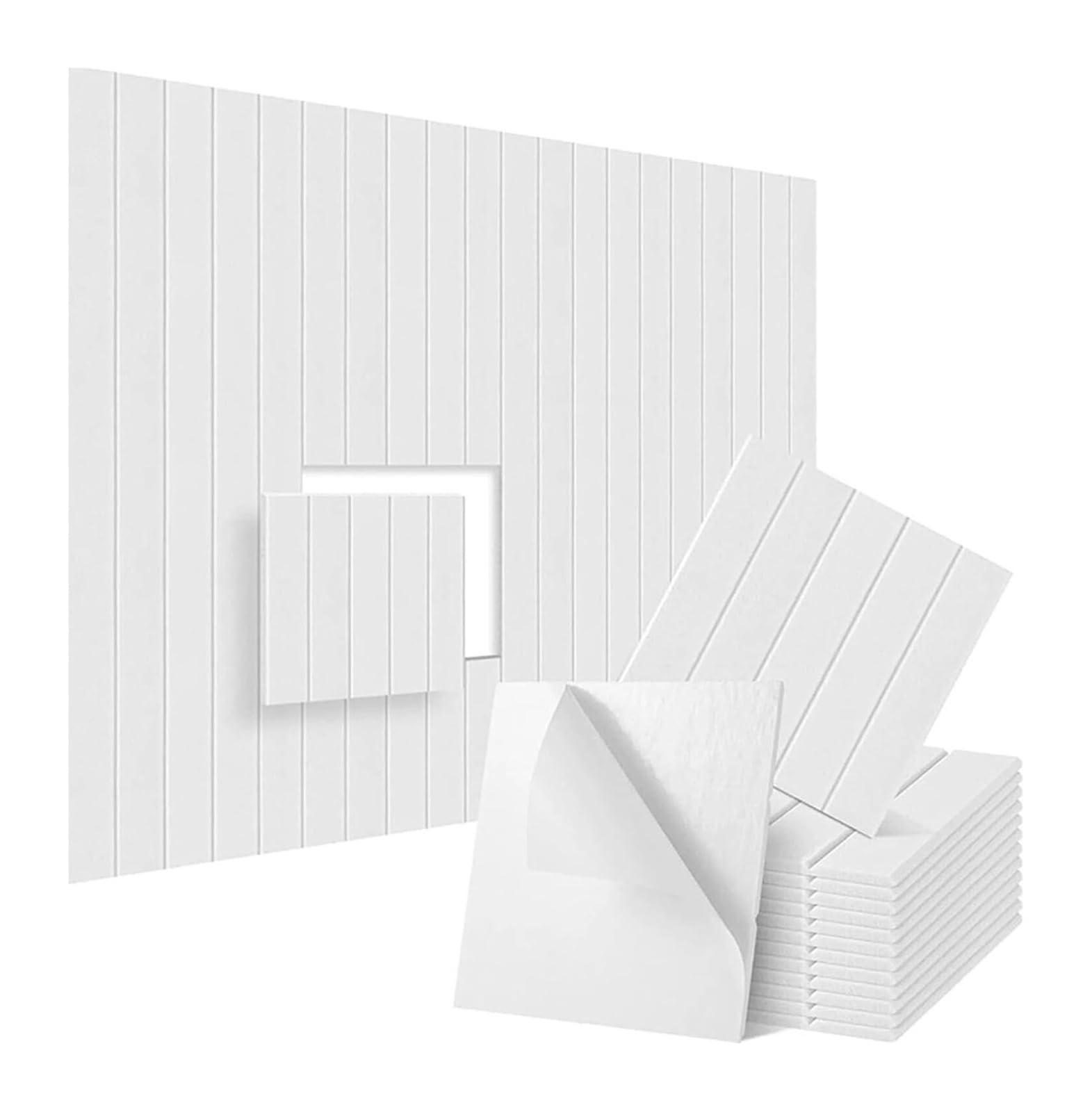 Panele ścienne dźwiękochłonne, panele samoprzylepn Self Adhesive Fabric Acoustic Wall Panels Multicolor 12 Pack 30x30 Cm(White)