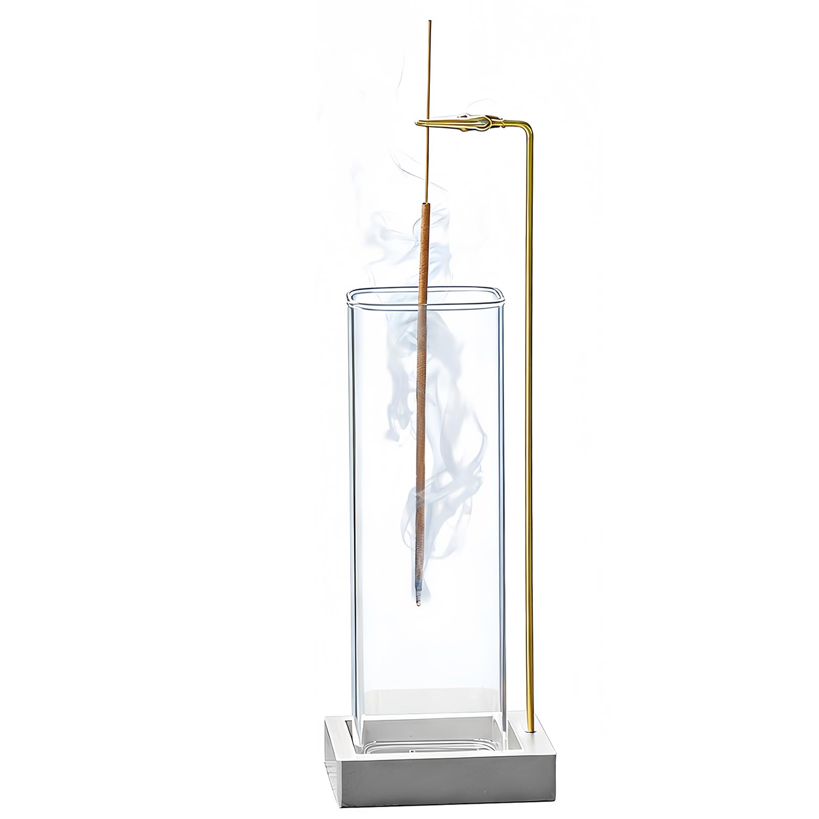 Incense Holder, Metal Incense Holder for Sticks with Removable Glass Ash Catcher, Anti-Ash Incense Burner,Luxury Home Décor for Meditation Relaxation (Silver)