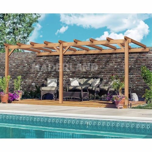 Pergola en bois adossée - modèle PALMA - 500 x 300 cm