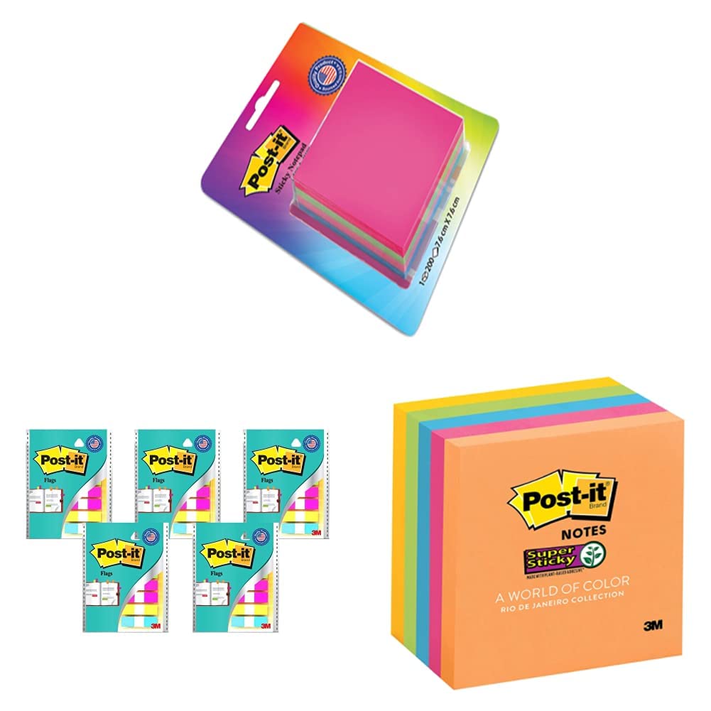 3M Post-it Sticky Note Cube, 200 Sheets & Post-it Flags - Pack of 5 & Post-it Super Sticky Notes, 5 Pads/Pack (B0B9RLGP1M) Amazon Price History, Amazon Price Tracker