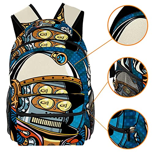 Sac à dos d'écolier imprimé fusée multicolore avec compartiment PC 14" - 3