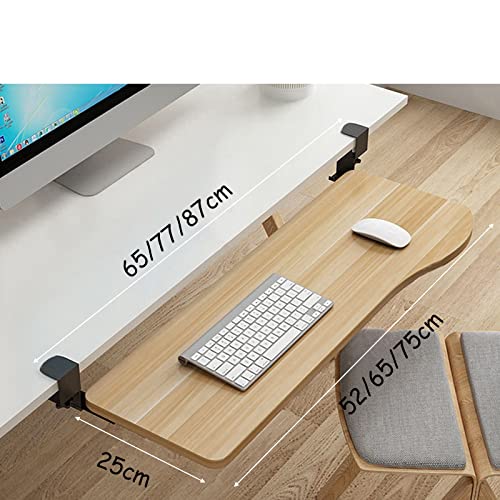 Regulowana ergonomiczna drewniana taca na klawiaturę z prowadnicami z łożyskami kulkowymi – rozwiązanie oszczędzające miejsce pod klawiaturą i myszką, idealna do domowego biura i stacji roboczej