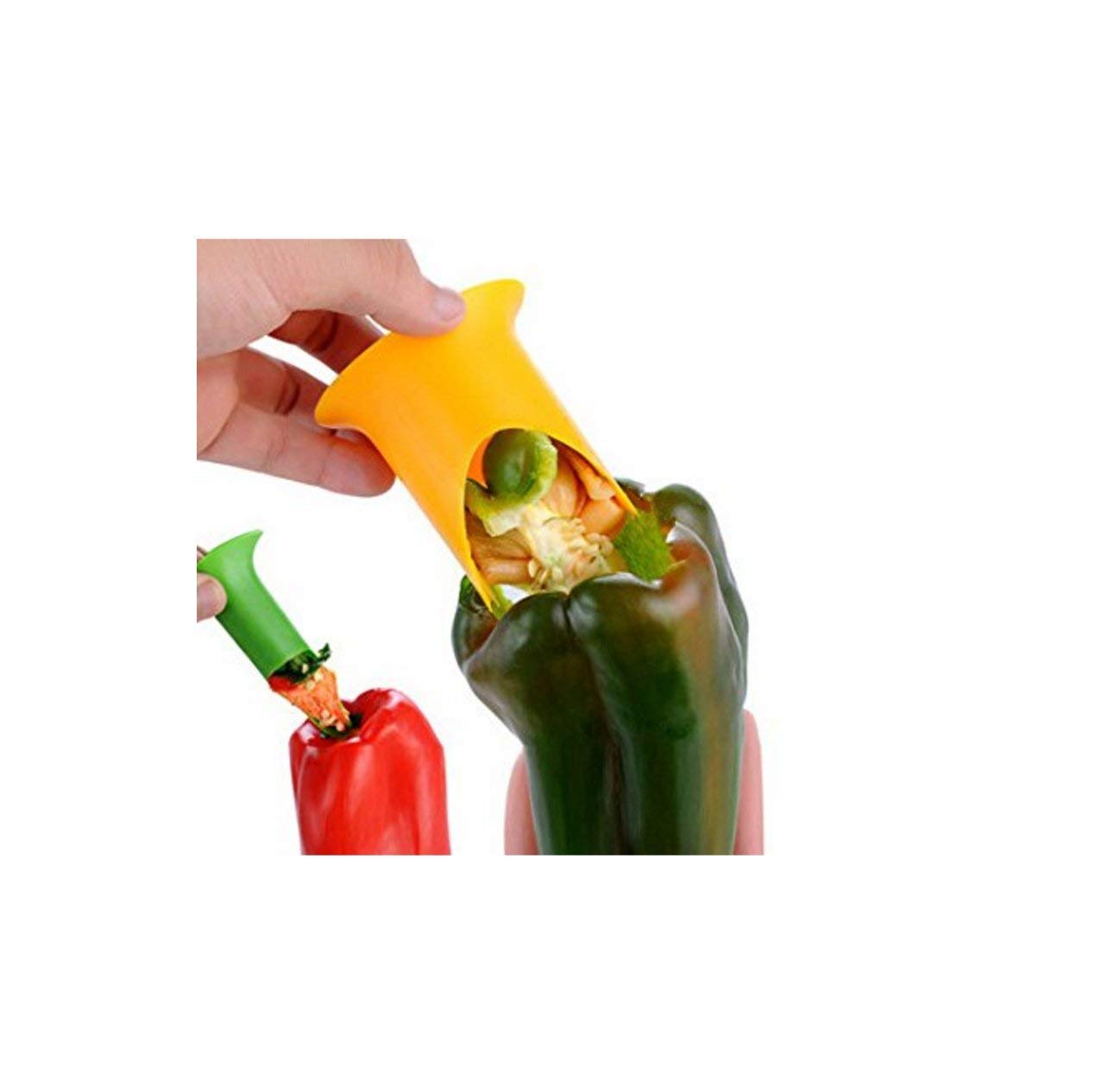 Torsolo Per Peperoni 2 In 1 - Rimuovi Semi Da Peperoncini E Peperoni Dolci, Utensile Da Cucina In ABS Verde, 11,3 Cm - 5