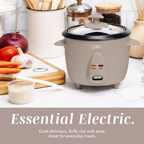 Image of COOK WITH COLOR 6 Cup Rice Cooker 300W - Effortless Cooking and Perfectly, Cooks 3 Cups of Raw Rice for 6 Cups of Cooked Rice, Warm Grey