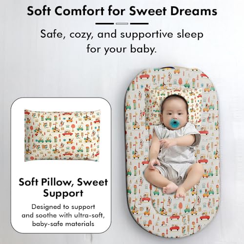 Image of StarAndDaisy Baby Mosquito net for Baby 0-12 Months with Mattress for Infants, Toddlers Safe Baby, Breathable mesh-Mosquito Net for Baby's Peaceful Sleep - Traffic Print