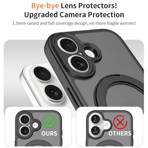 Image of Magnetic Case for iPhone 17 with Magnetic Ring Stand, [Compatible with Magsafe] [Military Grade Drop Protection] Shockproof Phone Cover for iPhone 17 Full Camera Protection 6.3 inch Black