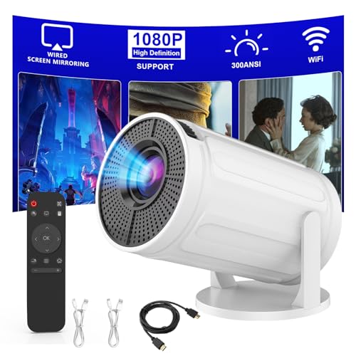 XBJ Wireless Mini Projector with WIFI, 4K 1080P Support Portable Projector 180° Rotatable. 17'-130' Screen Movie Projector. Compatible for Smartphone, Laptop, PC（No App）