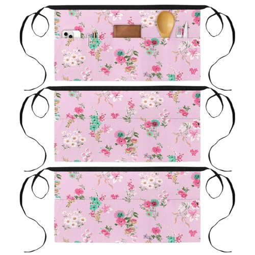 Tablier court de chef lot de 3 avec 3 poches pour cuisine et bistrot