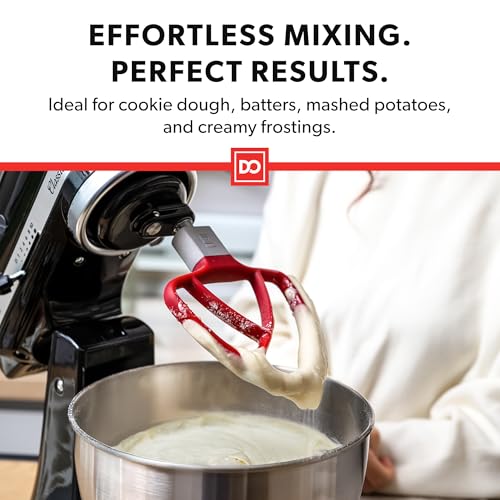 Image of DI ORO Flex Edge Beater for KitchenAid Tilt-Head Mixer, 4.5-5 Qt, Red