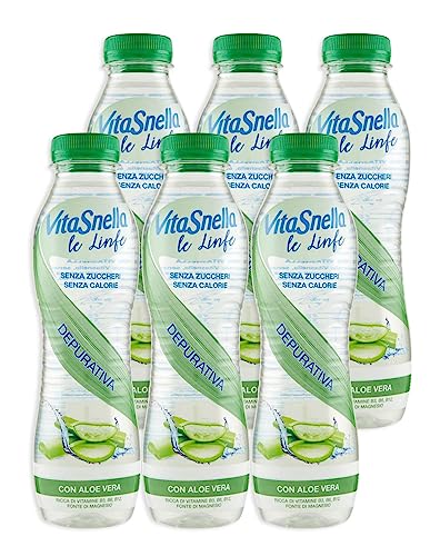 6X Vitasnella Le Linfe Acqua Minerale Naturale Depurativa con Aloe Vera e Vitamine B3, B6, B12 e Magnesio 500ml [6 Bottiglie]