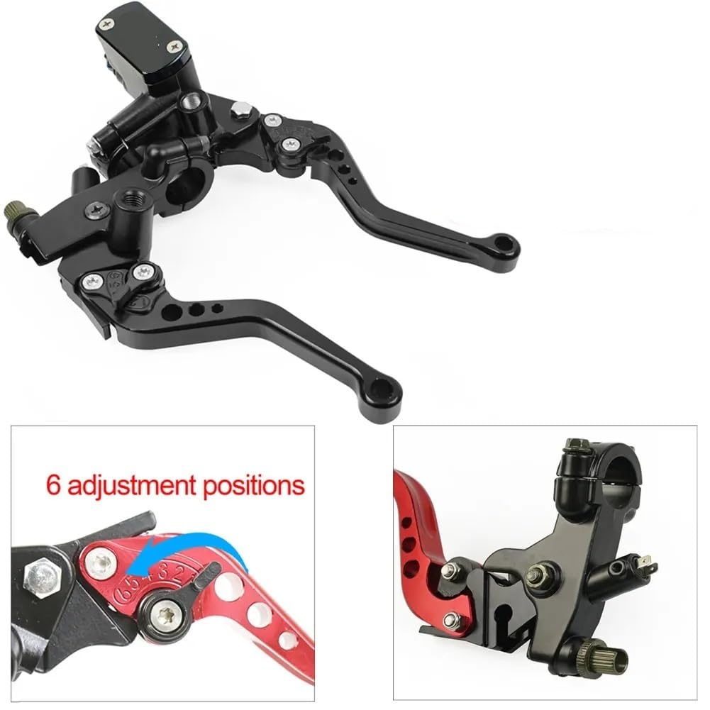 Leve Freno Frizione Regolabile Leva del cilindro principale della pompa freno frizione idraulica per moto da 22 mm per accessori motocross(Red Shorter)