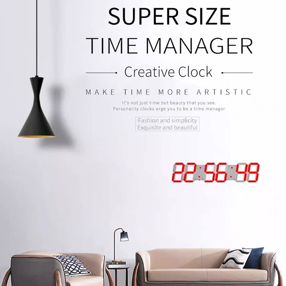 Reloj De Pared Digital LED De 27 Pulgadas, Atenuador Automático