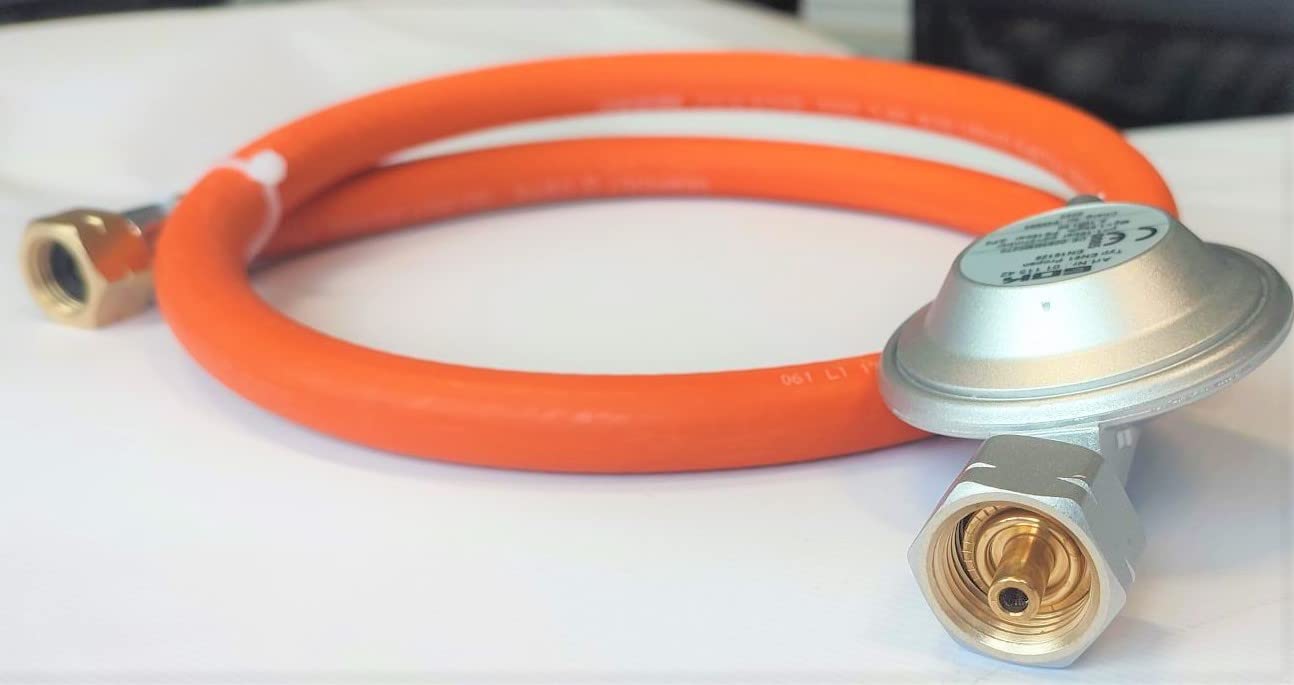 Propan Butan Regolatore di Gas Tubo per Gas 200cm (2m) | Ø9mm | 3/8" - 21,8" Pollici LKS Raccordo rapido | Fino a -30°C | Pantaloni per Campeggio, Barbecue a Gas