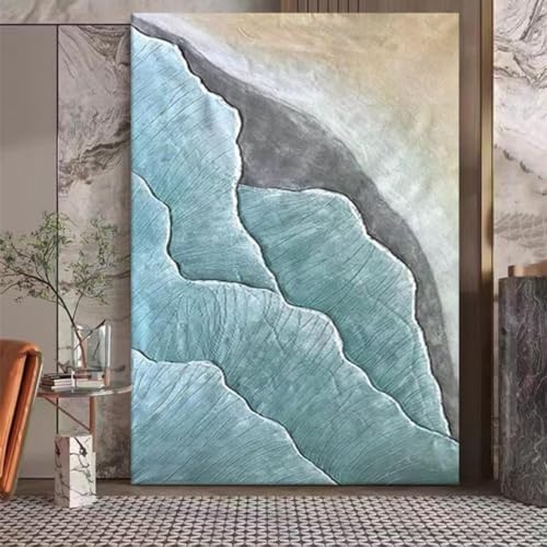 Peintures à l'huile pour salon vue vague de mer, grand tableau abstrait pour un intérieur zen