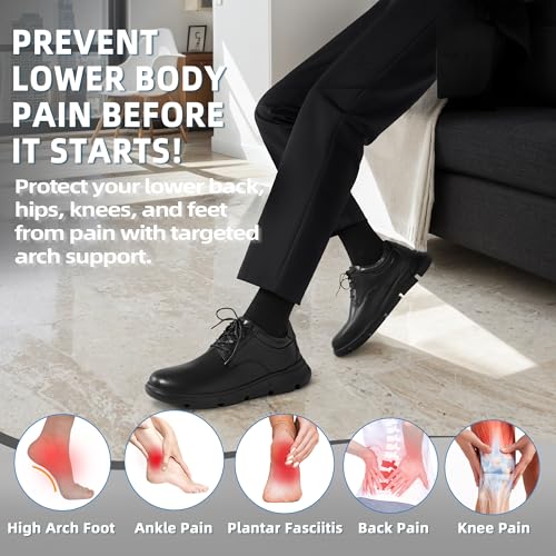 Mens Orthopedic Wide Business Leather Dress Shoes - Arch Support Plantar Fasciitis Formal Wingtip Oxford - Comfortable Casual Orthotics Flat Feet Patent Tuxedo Sneakers for Foot and Heel Pain Relief4