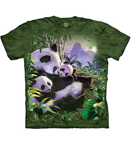 The Mountain Panda Cuddles Adult T-Shirt, Green, XL