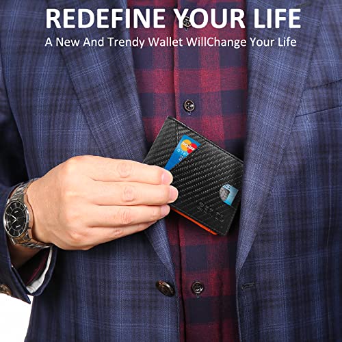 Image of Mens Slim Wallet Money Clip: Bifold Vegan Leather Wallets RFID Blocking Front Pocket Wallets Credit Card Holder with ID Windown Gifts for Men