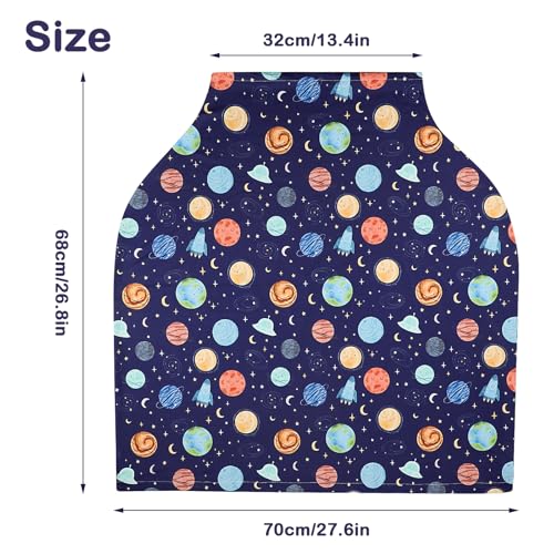 Image of ManFaiSky Car Seat Cover Baby, Stretchy Infant Baby Carseat Cover Boys, Multi-use Nursing Cover Stroller Cover, Planets