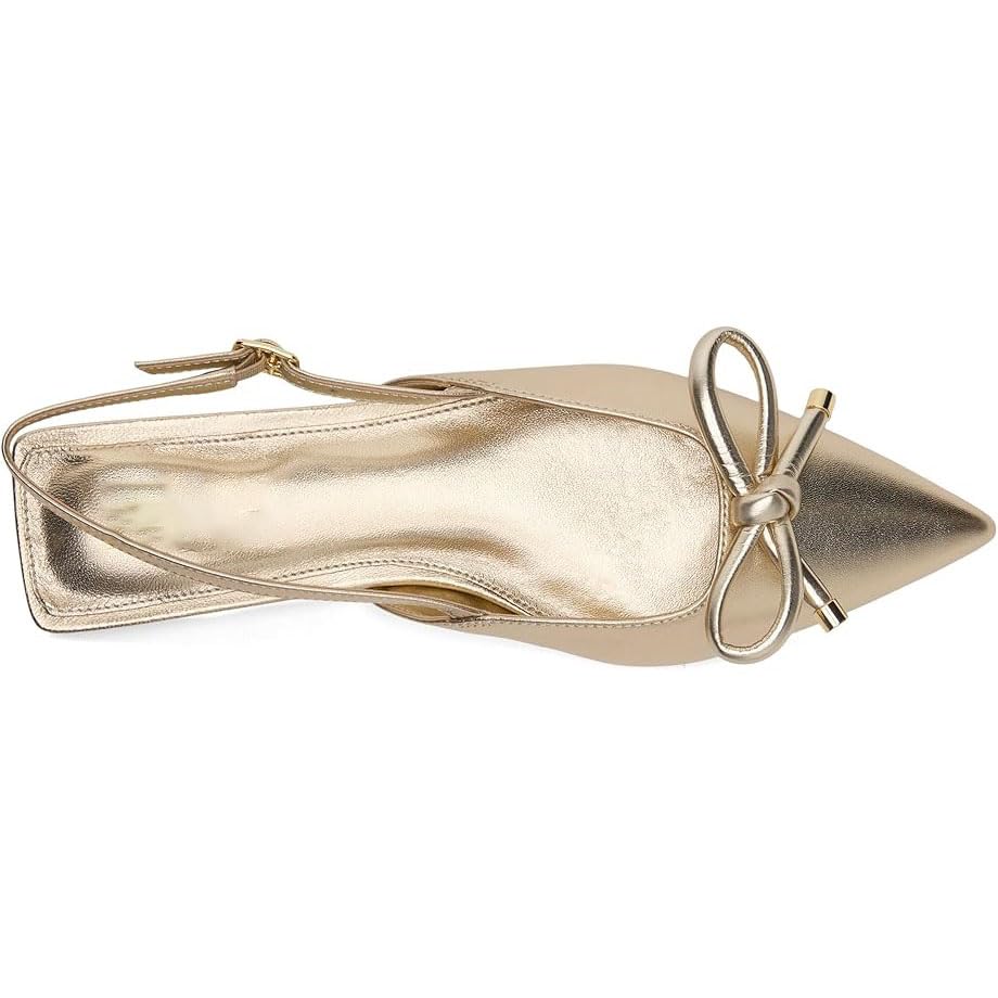Slingback Flats for Women Gold Pointed Toe Elegant Ballet Flats with Buckle Strap Comfortable Bow Dress Shoes2