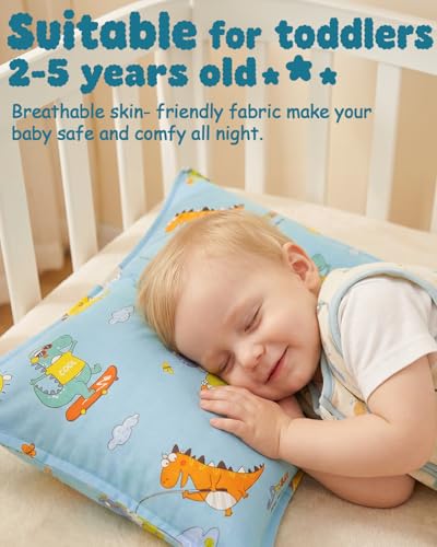 Image of ALVABABY Toddler Pillowcases 2 Pack Organic Cotton Fit 13 inchx 18 inch or 12 inchx16 inch Kids Pillow Cover Envelope for Girl Boy Travel(Pillowcase Only)