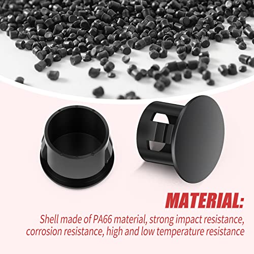 Image of 100PCS 1 /4 inch Black Plastic Plugs Hole, Round PA66 Plug Furniture Hole Decorative Cover