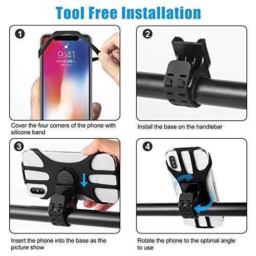 MOSUO Universele telefoonhouder voor op de fiets, voor motorfiets, fiets, siliconen, verdikt, met 360 graden draaibaar… - Image 7
