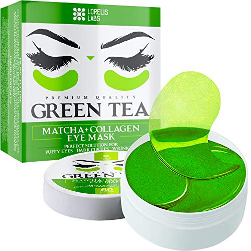 Green Tea Matcha Under Eye Patches with Collagen and Hyaluronic Acid - Hydrating Eye Pads for Puffy Eyes and Eye Bags - 60 Patches