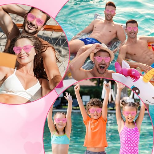 PLULON Heart Sunglasses for Women 5/12/25 Pcs, Heart Glasses Valentine Day Rimless Shaped Candy Color Fun Glasses Party Favor4