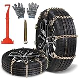 Catene da Neve Universale, 8 Pezzi Catene Regolabili Antiscivolo con Guanti e Attrezzo, Catene da Neve per Auto da Montare per Pneumatici 175-275 m
