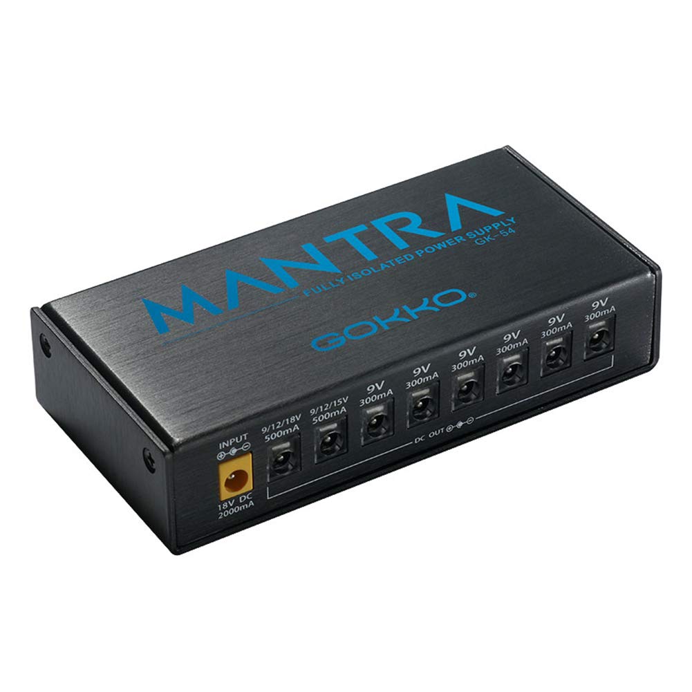 GOKKO High-Current Guitar Pedal Power Supply with 8 DC Outputs for 9V/12V/15V/18V Effect Pedals at 3