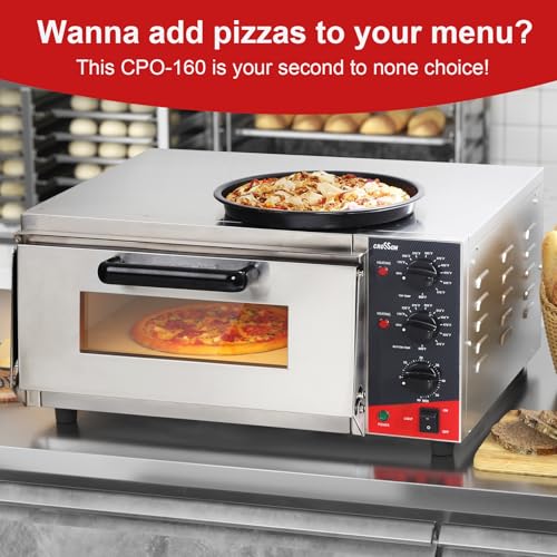 Image of CROSSON ETL listed Commercial 16 inch Countertop Electric Pizza Oven with pizza stone, Multipurpose Indoor Pizza oven for Restaurant use,120V /1800W