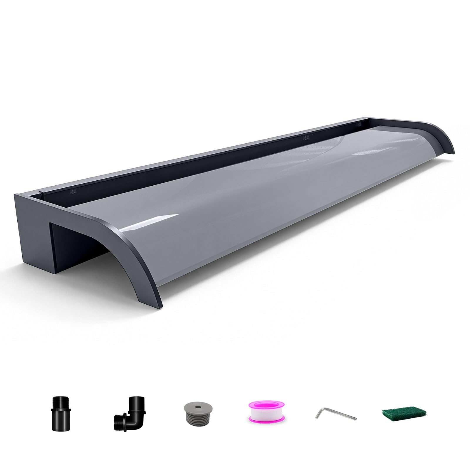 Fontana da salto per piscina, troppopieno cascata per laghetti coetanei, 90 cm, in acrilico trasparente per piscine, laghetti da giardino, terrazze e come decorazione per vasche idromassaggio