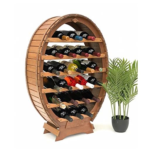 DanDiBo Weinregal Holz Stehend Weinfass 24 Flaschen Braun Flaschenregal Flaschenhalter Fass