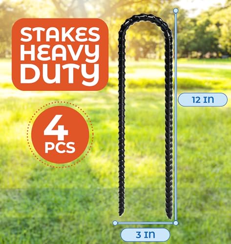 image for Happin® 12 Inch Heavy Duty Ground Anchors, Garden Stakes U Hook, Tent