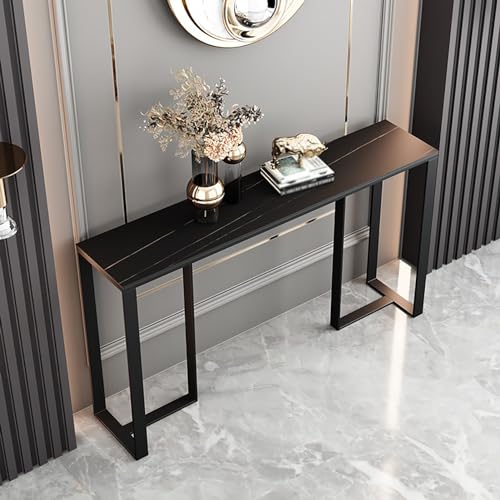 Mesa de consola estrecha y larga estilo industrial para entrada y sofá de salón