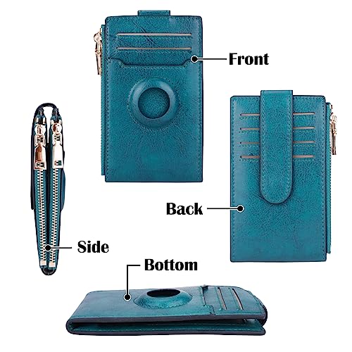 Womens AirTag Wallet, Genuine Leahter Bifold Credit Card Holder with Built-in Integrated Case for Holding Cash, Coins, Credit Cards, Built-in Case for AirTag Accessories for Women, Women's Day (Bule)3