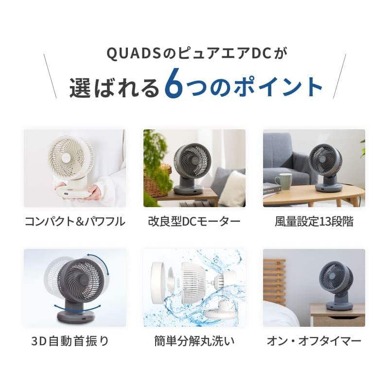 Amazon | QUADS(クワッズ) コンパクト DC サーキュレーター 20畳 簡単