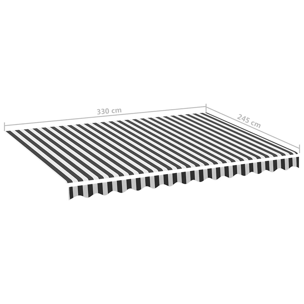 Tissu de remplacement pour auvent Anthracite et blanc 3,5x2,5 m