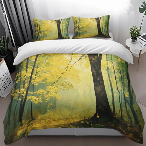 Funda Nordica Cama 150 Amarillo Verde Negro Colcha Cama 150 Verano Invierno Modernas Antiarrugas con Cremallera Microfibra Funda Cama Edredon+2 Funda Almohada 50x75cm
