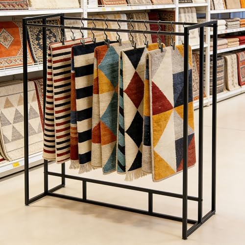 Iron Rug Display Stand with Reinforced Frame, Free Standing Carpet ...